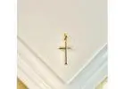 10K Yellow Gold Mini Cross Pendant Necklace – Small 24mm Dainty Cross with Optional Thin Chain
